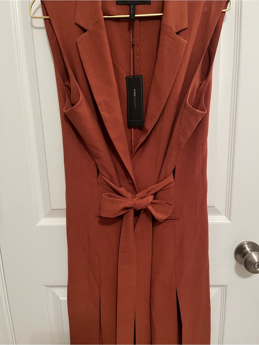 NWT BCBGMAXAZRIA Tiger Eye Belted Long Vest – Size L - Picture 9 of 16